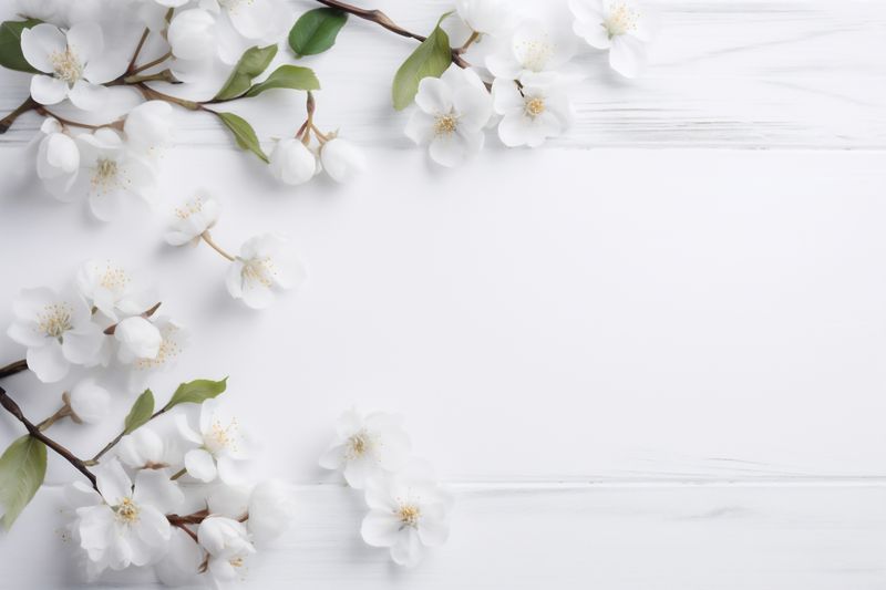 spring nature floral celebration white beautiful decorative blossom wedding flower background. Generative AI.