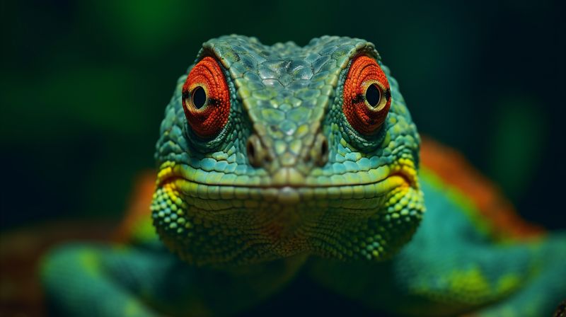 nature reptile lizard animal portrait close-up wildlife scale green iguana. Generative AI.