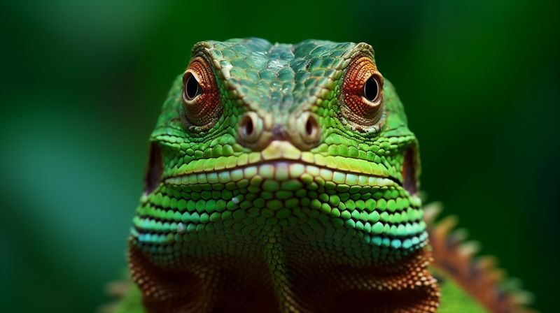 lizard animal scale wildlife close-up iguana reptile nature green portrait. Generative AI.