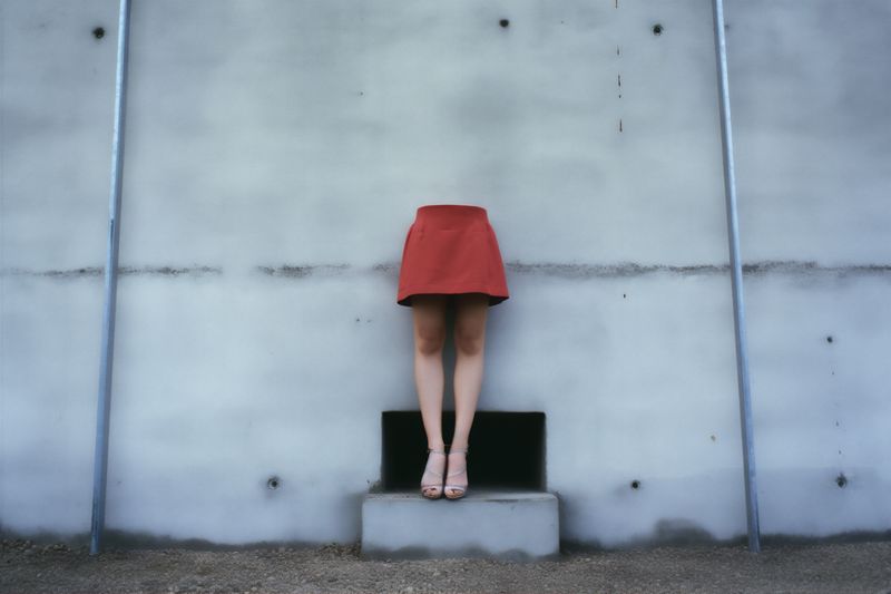 beautiful woman blue long fashion foot red concept leg colorful shoe. Generative AI.