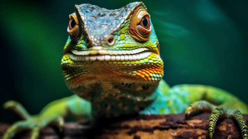 lizard scale wildlife glasses reptile animal close-up portrait iguana green. Generative AI.