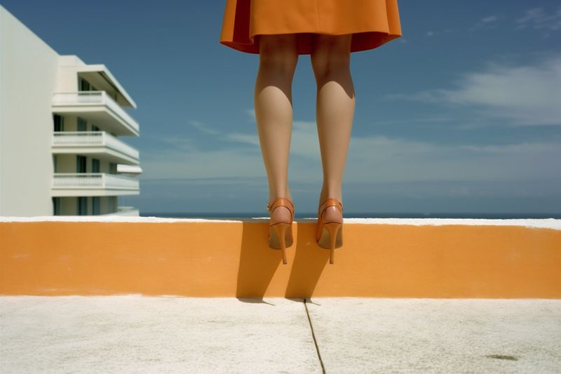 woman foot blue elegance leg concept fashion colorful beautiful shoe red. Generative AI.