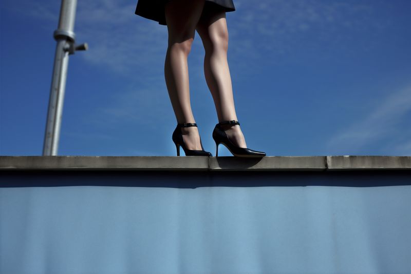 shoe woman colorful beautiful blue red foot concept fashion leg footwear. Generative AI.