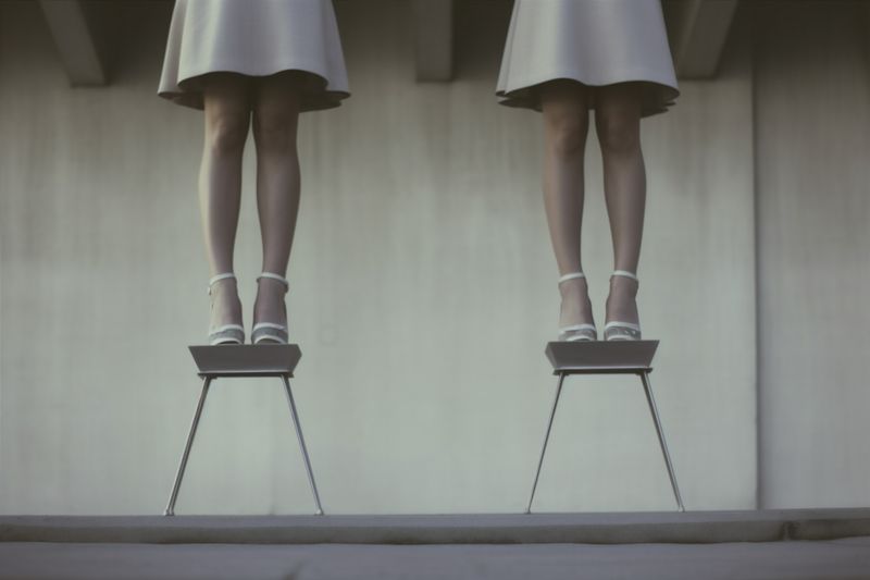 beautiful woman concept blue red foot colorful leg choice shoe fashion. Generative AI.