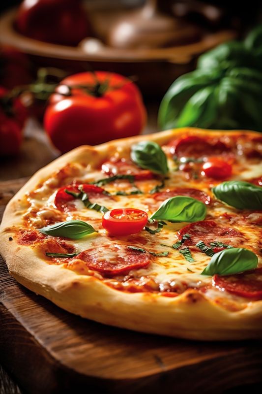 copy italian red food food space tomato cheese background pizza black meal fast. Generative AI.