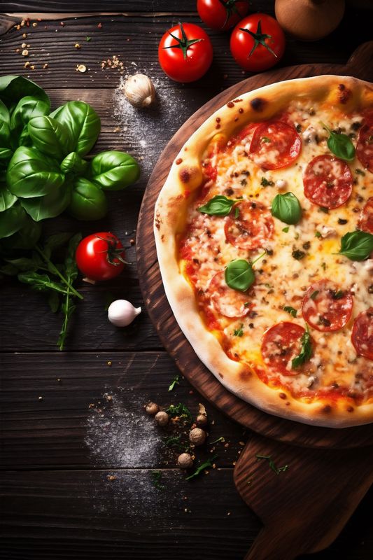 mozzarella background black cheese space meal food pizza tomato copy food italian fast. Generative AI.