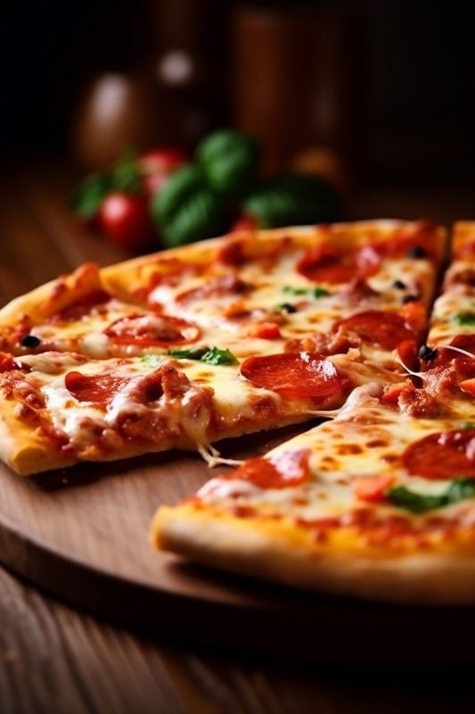 italian tomato background food copy pizza cheese meal space black fast rustic food. Generative AI.