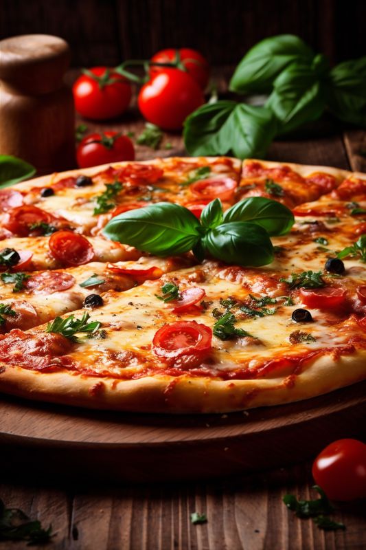 italian tomato dark background food pizza meal food fast copy black cheese space. Generative AI.