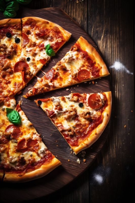 margarita meal food pizza background food space italian tomato fast black cheese copy. Generative AI.