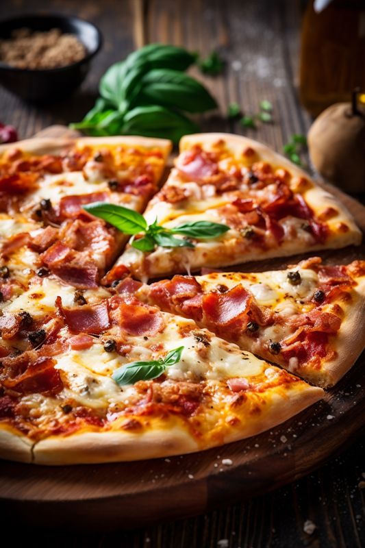 food food italian dinner tomato black cheese fast meal copy background space pizza. Generative AI.