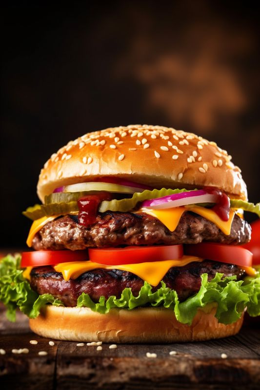 snack fat food fast beef hamburger fast burger food meat sandwich. Generative AI.