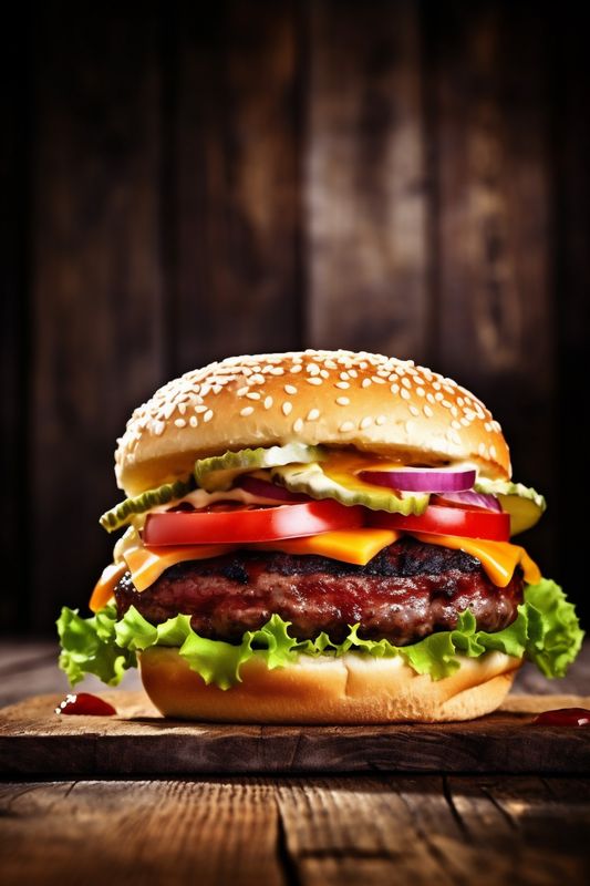 food food snack hamburger burger meat beef fast sandwich fat fast. Generative AI.