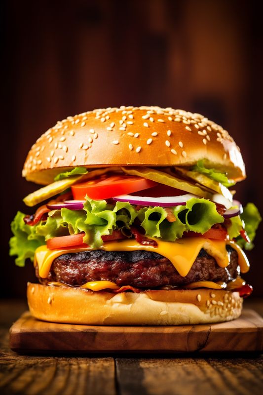 snack beef burger food sandwich food hamburger fast meat fast fat. Generative AI.