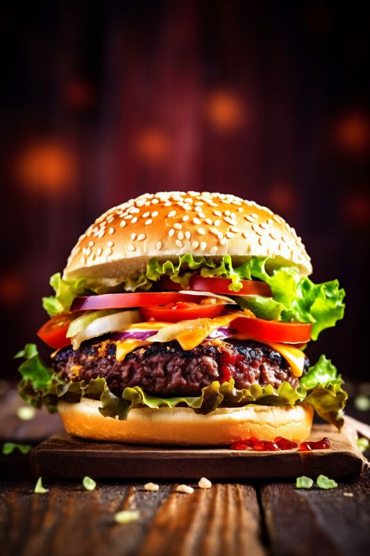 hamburger sandwich beef food fast fast fat snack meat food burger. Generative AI.