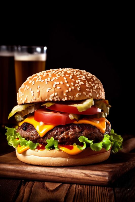 snack burger food food fast fat meat fast hamburger sandwich beef. Generative AI.