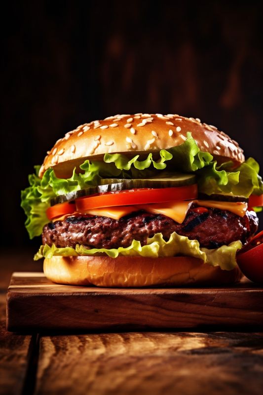 beef sandwich meat snack fast burger fast fat food hamburger food. Generative AI.