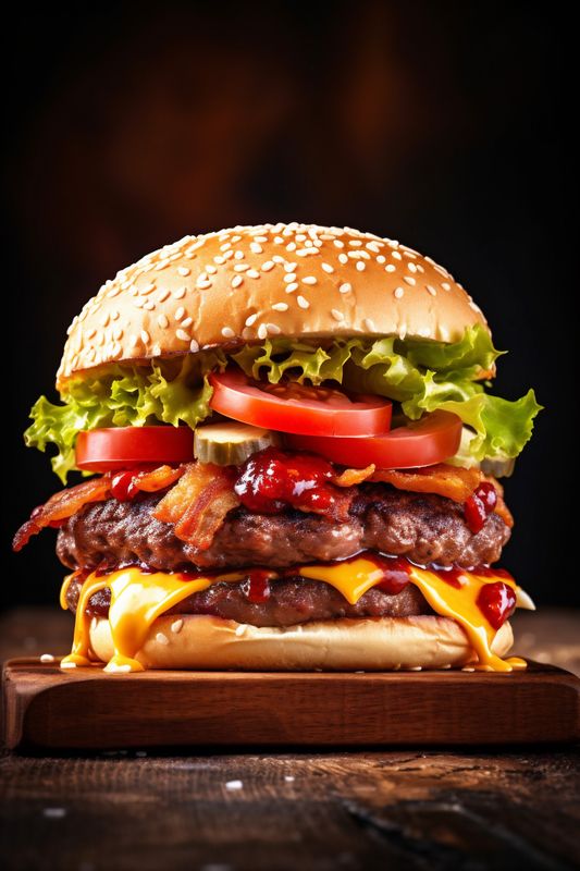 meat food fast beef sandwich snack fast hamburger food burger fat. Generative AI.