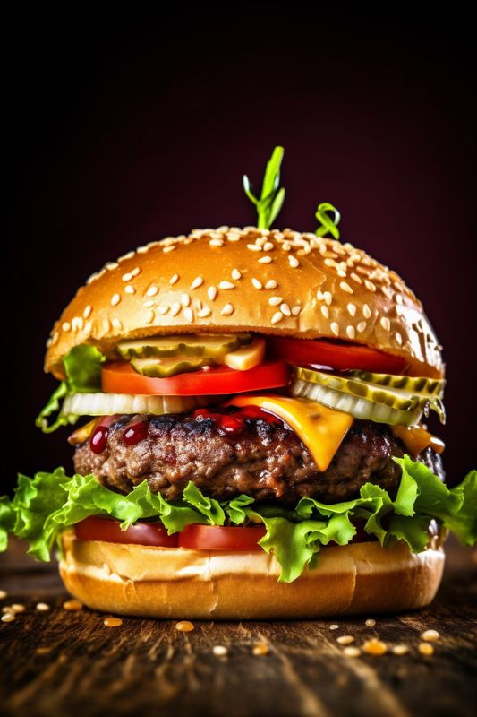 fast sandwich hamburger food fast burger fat beef food meat snack. Generative AI.