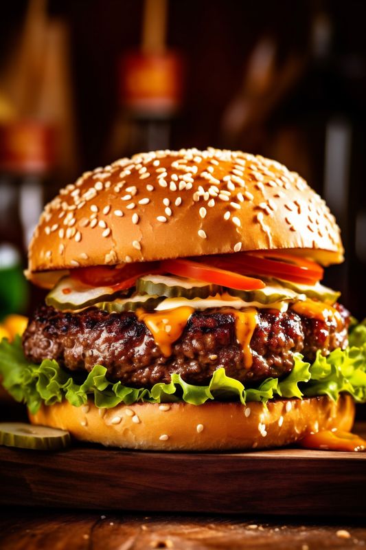 food burger sandwich fat hamburger fast snack beef food meat fast. Generative AI.