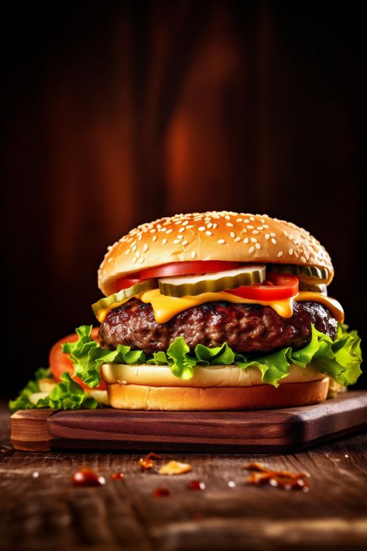meat snack food food sandwich beef burger fat fast hamburger fast. Generative AI.