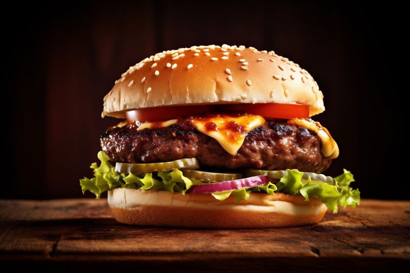 hamburger beef fat food burger snack meat food sandwich fast fast. Generative AI.