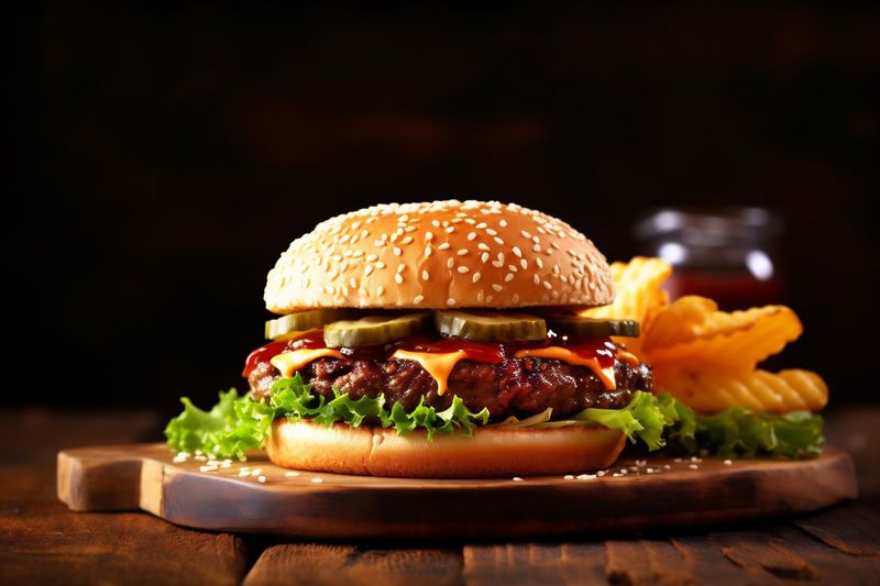 hamburger snack sandwich beef fast burger fast meat food fat food. Generative AI.