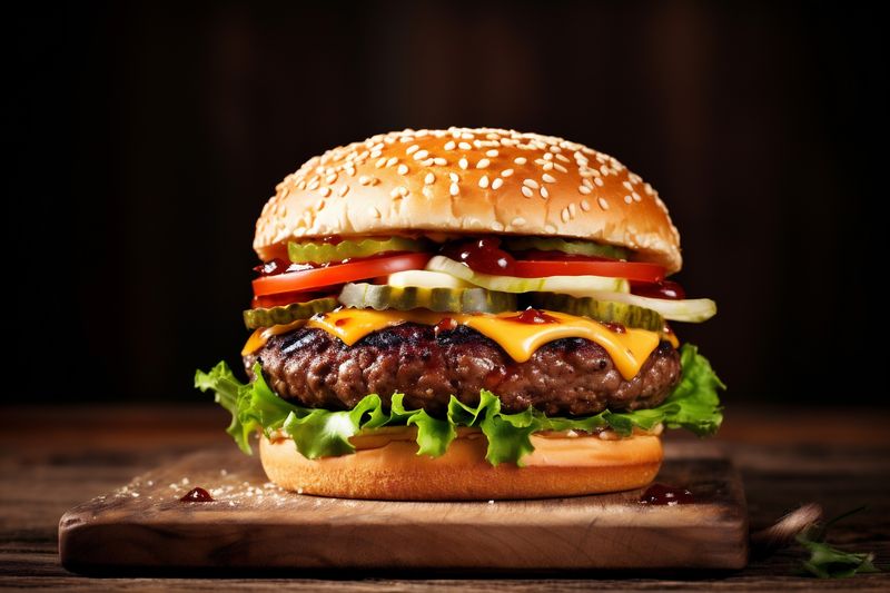 sandwich snack fast hamburger beef fat meat burger food food fast. Generative AI.