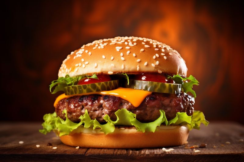 fast food snack meat fat beef food hamburger burger fast sandwich. Generative AI.