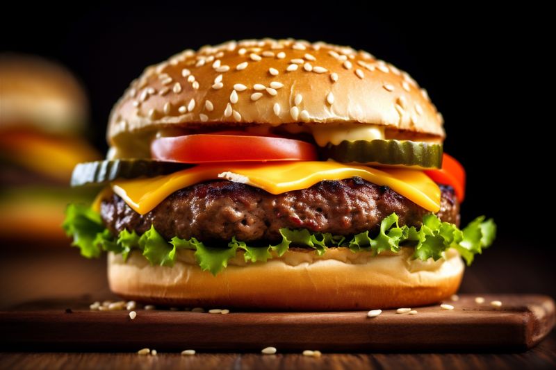 sandwich meat fast fast food beef snack hamburger burger food fat. Generative AI.