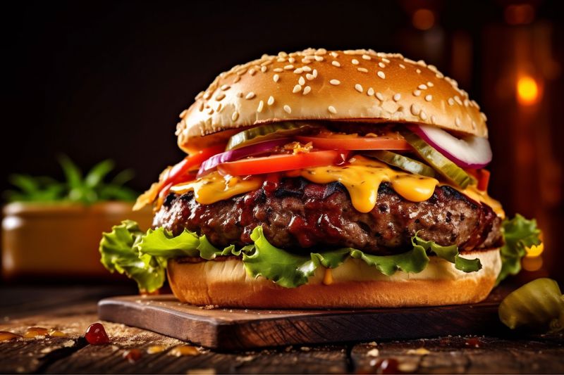 sandwich fast snack hamburger food food beef burger fat fast meat. Generative AI.