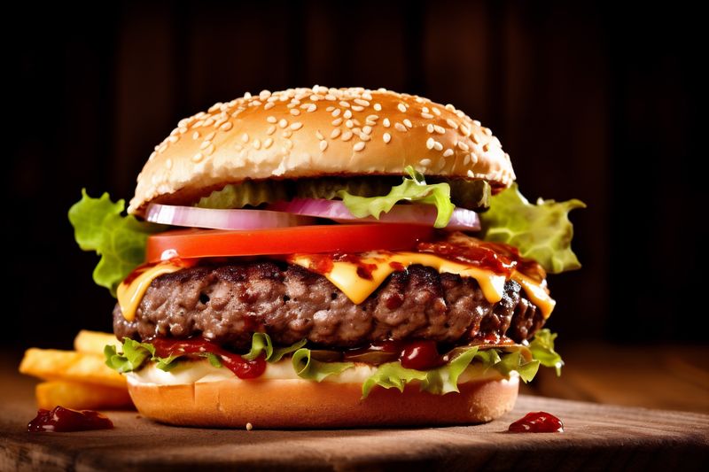 snack sandwich food meat hamburger food fast fat burger fast beef. Generative AI.