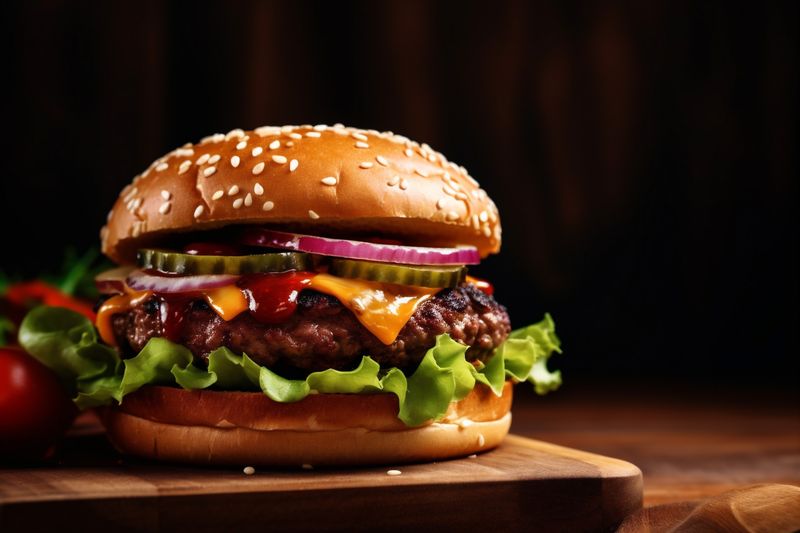 snack hamburger food beef fast fat burger meat sandwich fast food. Generative AI.