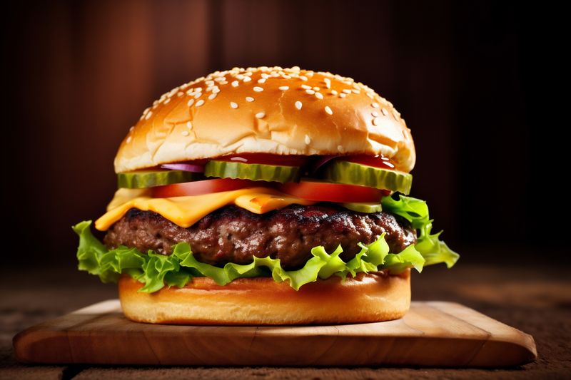 hamburger food fat fast snack food burger fast sandwich meat beef. Generative AI.