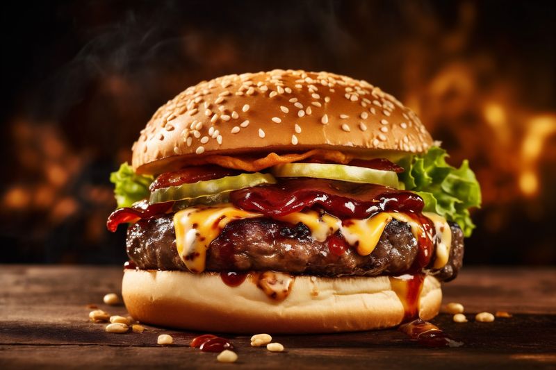 snack burger meat hamburger food beef food sandwich fast fast fat. Generative AI.