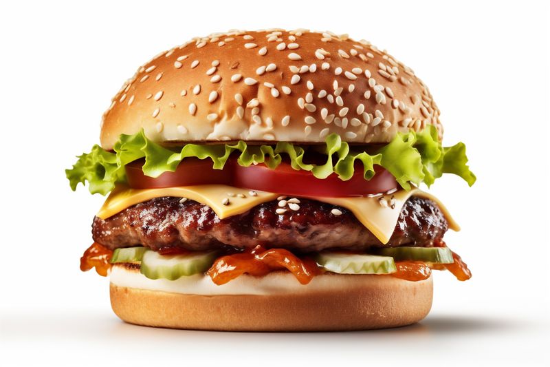 white snack food sandwich fast hamburger fast meat burger food background beef. Generative AI.