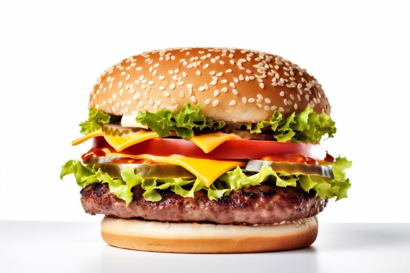 meat food snack fast sandwich food hamburger background beef burger white fast. Generative AI.