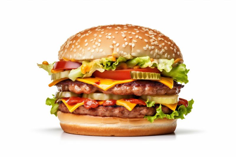 beef sandwich fast food food background fast snack white burger hamburger meat. Generative AI.