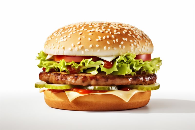 food snack hamburger beef background sandwich fast fast food burger meat white. Generative AI.