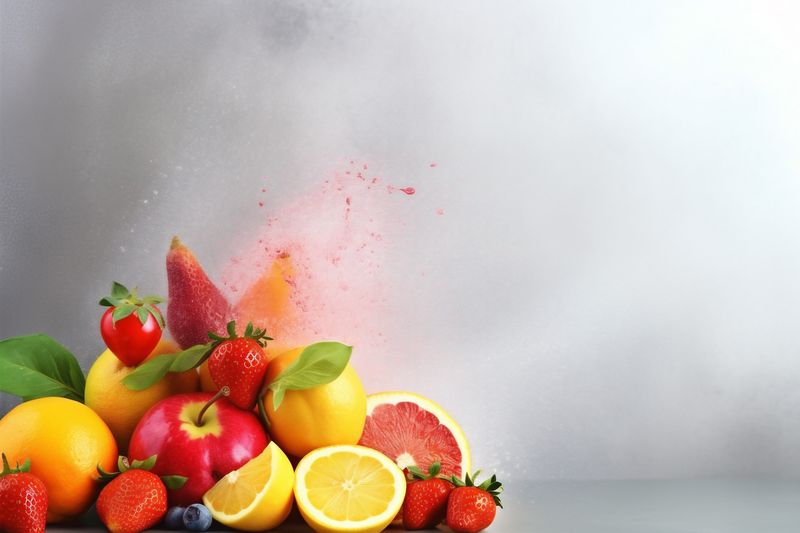 grape food orange juice collection hookah smoke apple ice fruit background. Generative AI.