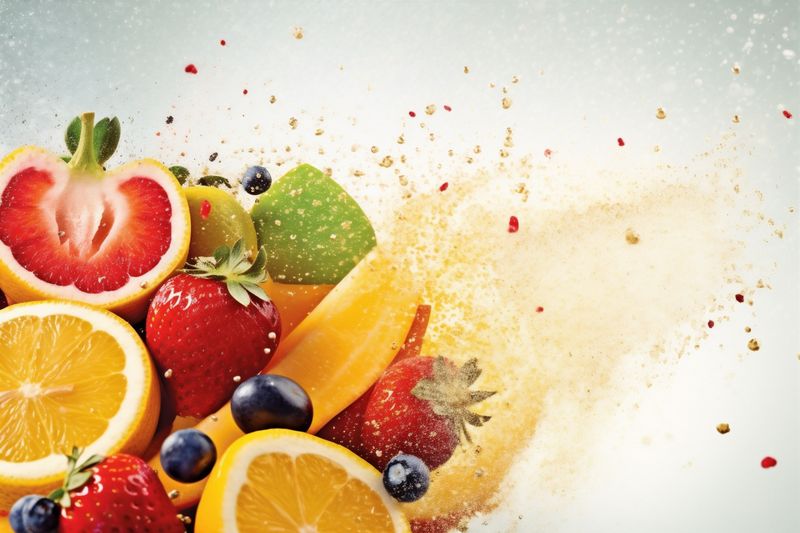 juice fruit food background hookah apple smoke bright ice orange grape. Generative AI.