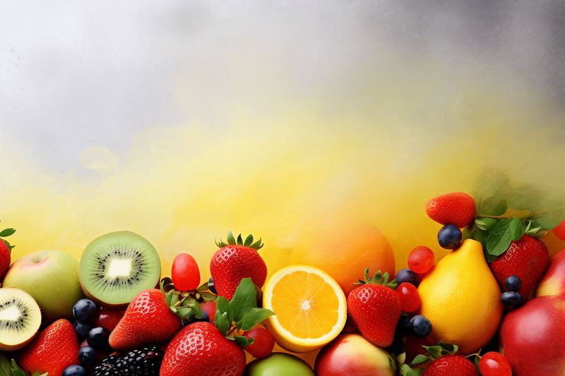fruit isolated background ice smoke grape orange apple hookah food juice. Generative AI.