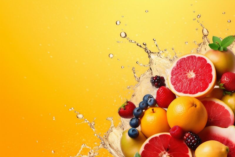 raw grape ice orange juice food smoke background hookah apple fruit. Generative AI.