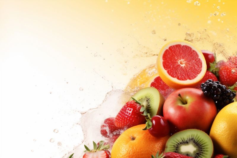 apple food ice orange fruit grape background raw smoke hookah juice. Generative AI.