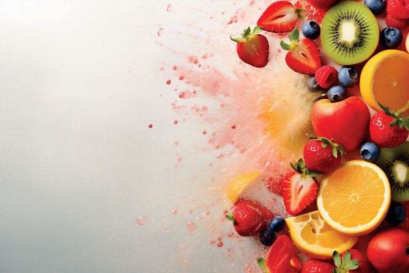 juice hookah smoke orange background food color ice fruit apple grape. Generative AI.