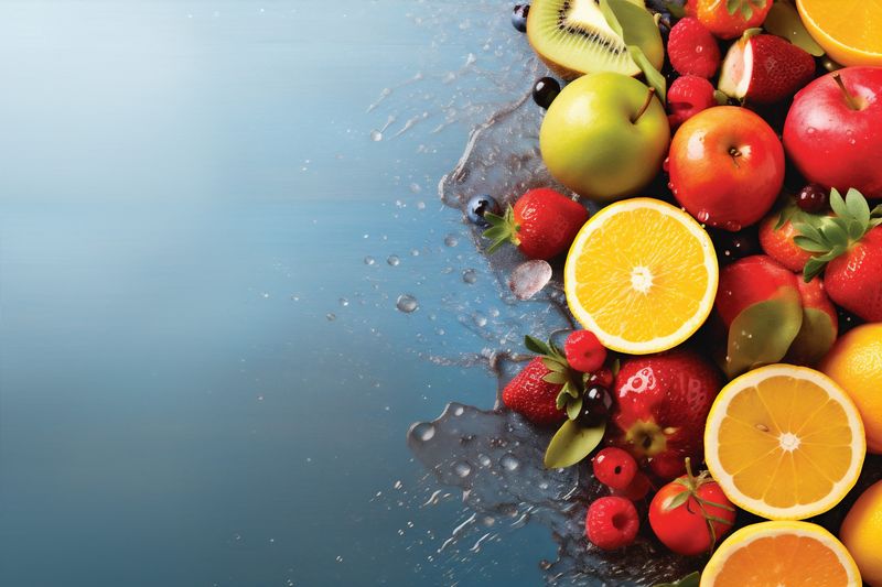 fruit apple hookah orange ice food banana background juice smoke grape. Generative AI.