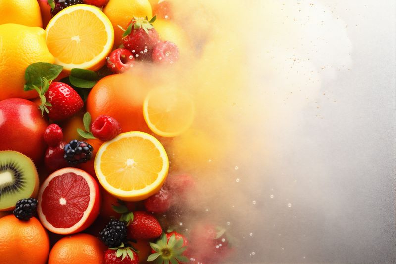 lime smoke juice apple food orange grape hookah ice fruit background. Generative AI.