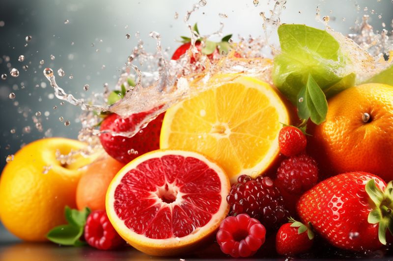 smoke background hookah food grape orange ice apple fruit juice banana. Generative AI.