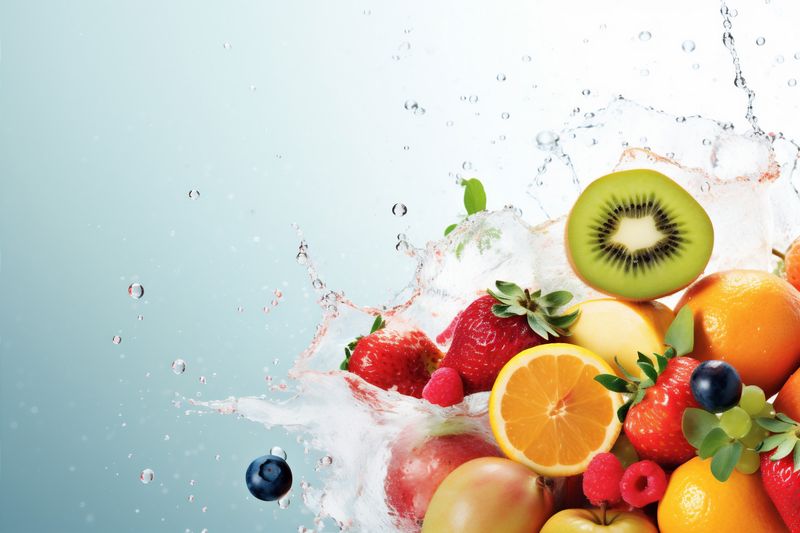 nourishment smoke background fruit apple grape juice orange hookah ice food. Generative AI.