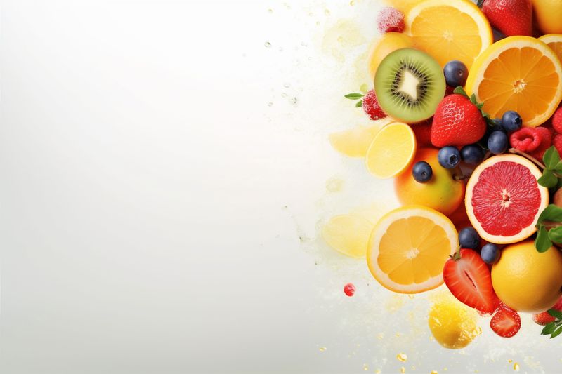 fruit orange grape sweet food ice background smoke hookah juice apple. Generative AI.