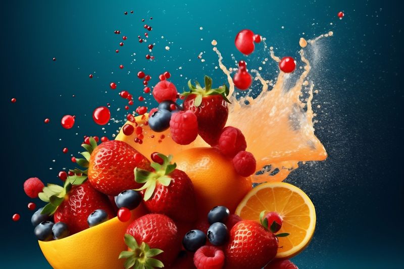 vitamin juice fruit grape orange background ice apple food hookah smoke. Generative AI.